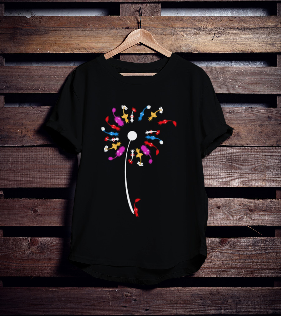Pikmin Dandelion Flower With Colorful Game Characters Nature T-Shirt