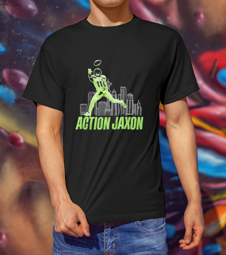 Seattle Football Jaxon Smith Njigba Action Jaxon Skyline T-Shirt