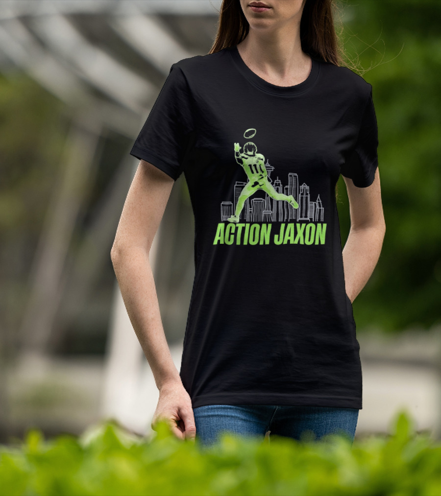 Seattle Football Jaxon Smith Njigba Action Jaxon Skyline T-Shirt