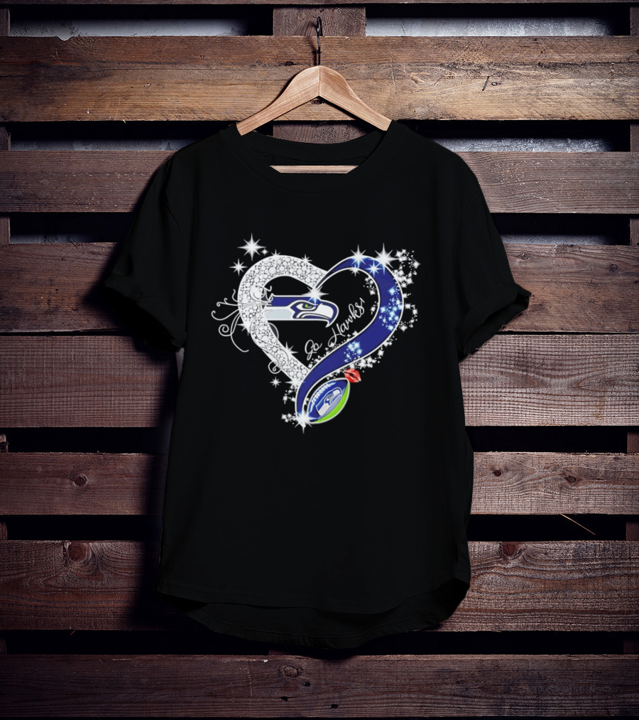 Seattle Seahawks Go Hawks Heart Stars Football Fan Love T-Shirt