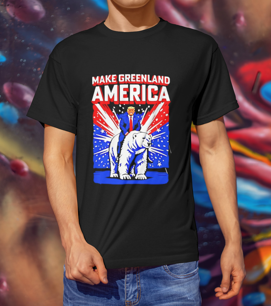 Make Greenland America Trump Riding Polar Bear T-Shirt