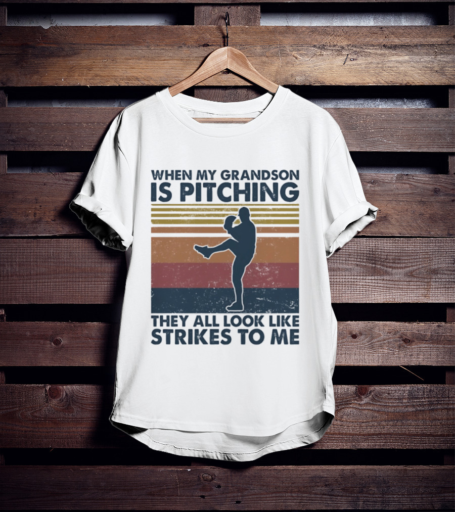 Grandson Pitching Baseball Strikes T-Shirt