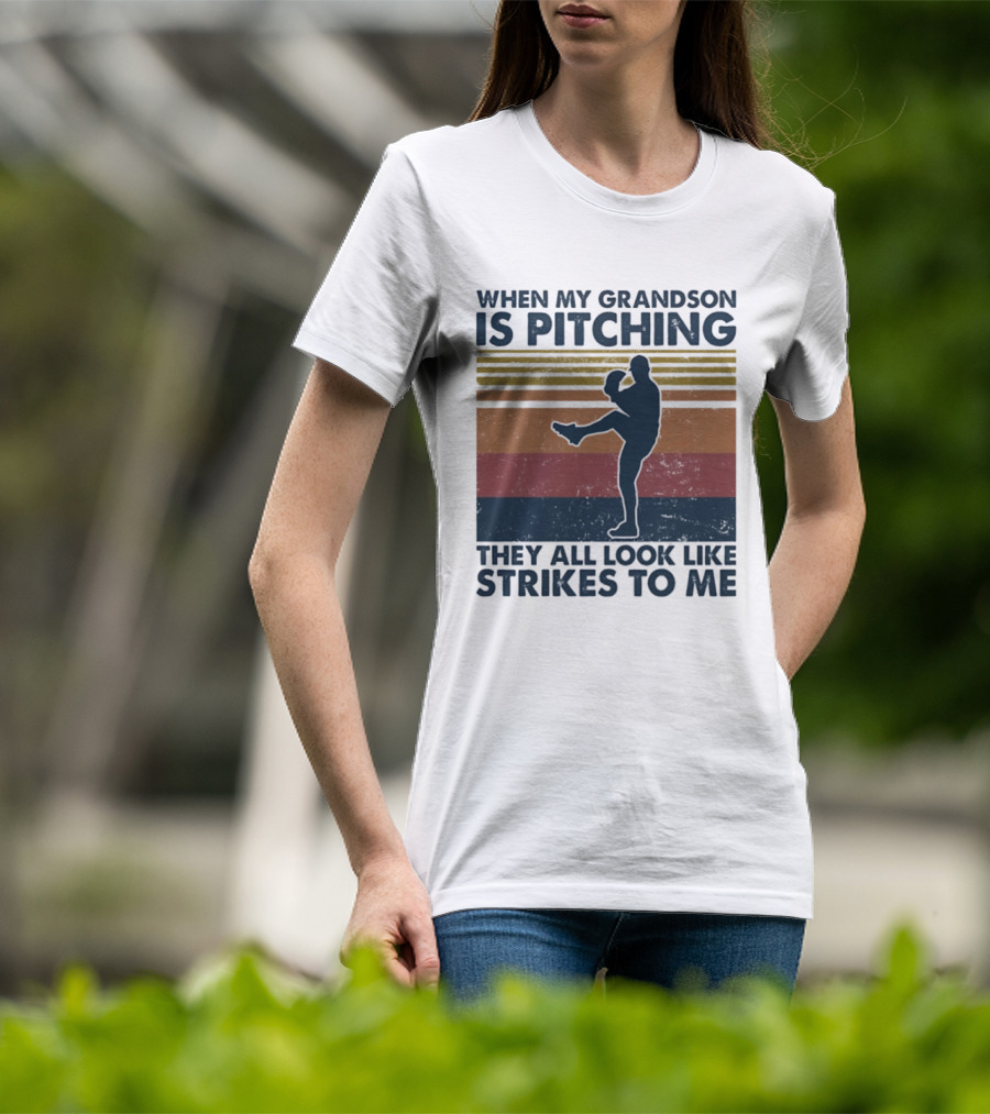 Grandson Pitching Baseball Strikes T-Shirt