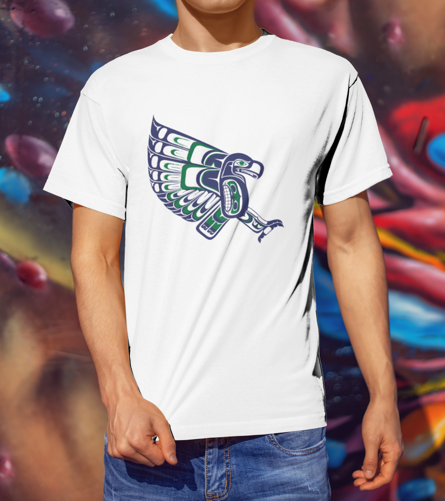 Seattle Football Native American Inspired Hawk Bird Wing T-Shirt