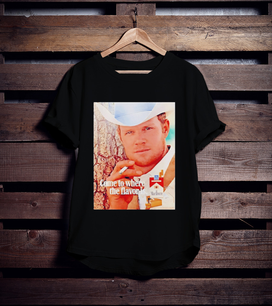 Come To Where The Flavor Is Marlboro Man Cowboy White Hat Cigarette T-Shirt