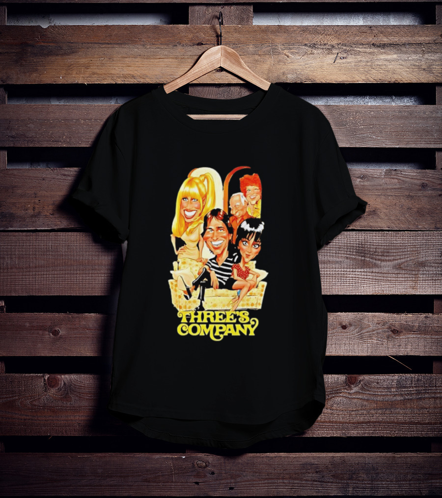 Threes Company 70s Caricature Cast Retro Sitting Couch T-Shirt