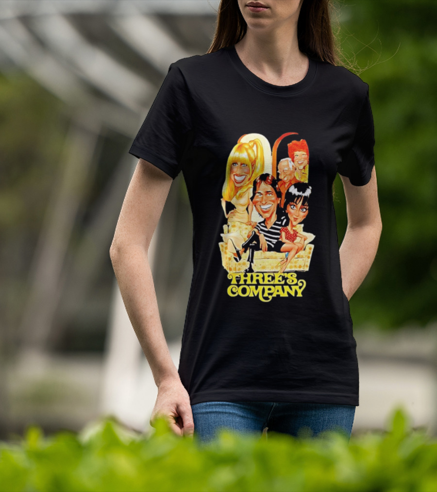 Threes Company 70s Caricature Cast Retro Sitting Couch T-Shirt