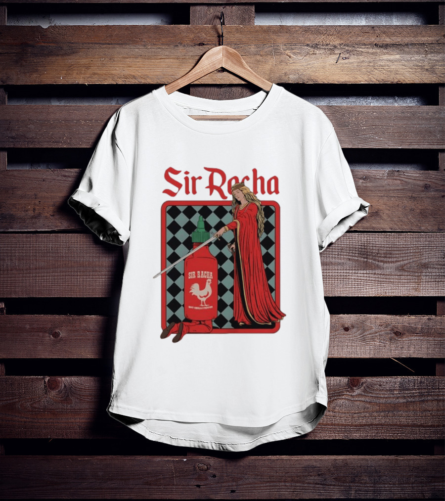 Sir Racha Hot Chilli Pepper Sauce Medieval Knight And Lady T-Shirt