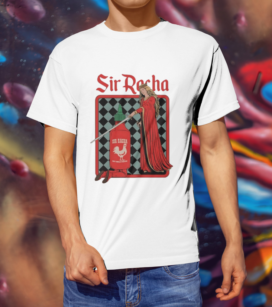 Sir Racha Hot Chilli Pepper Sauce Medieval Knight And Lady T-Shirt