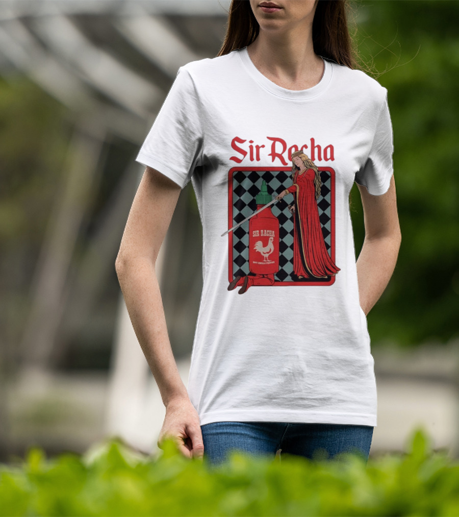 Sir Racha Hot Chilli Pepper Sauce Medieval Knight And Lady T-Shirt