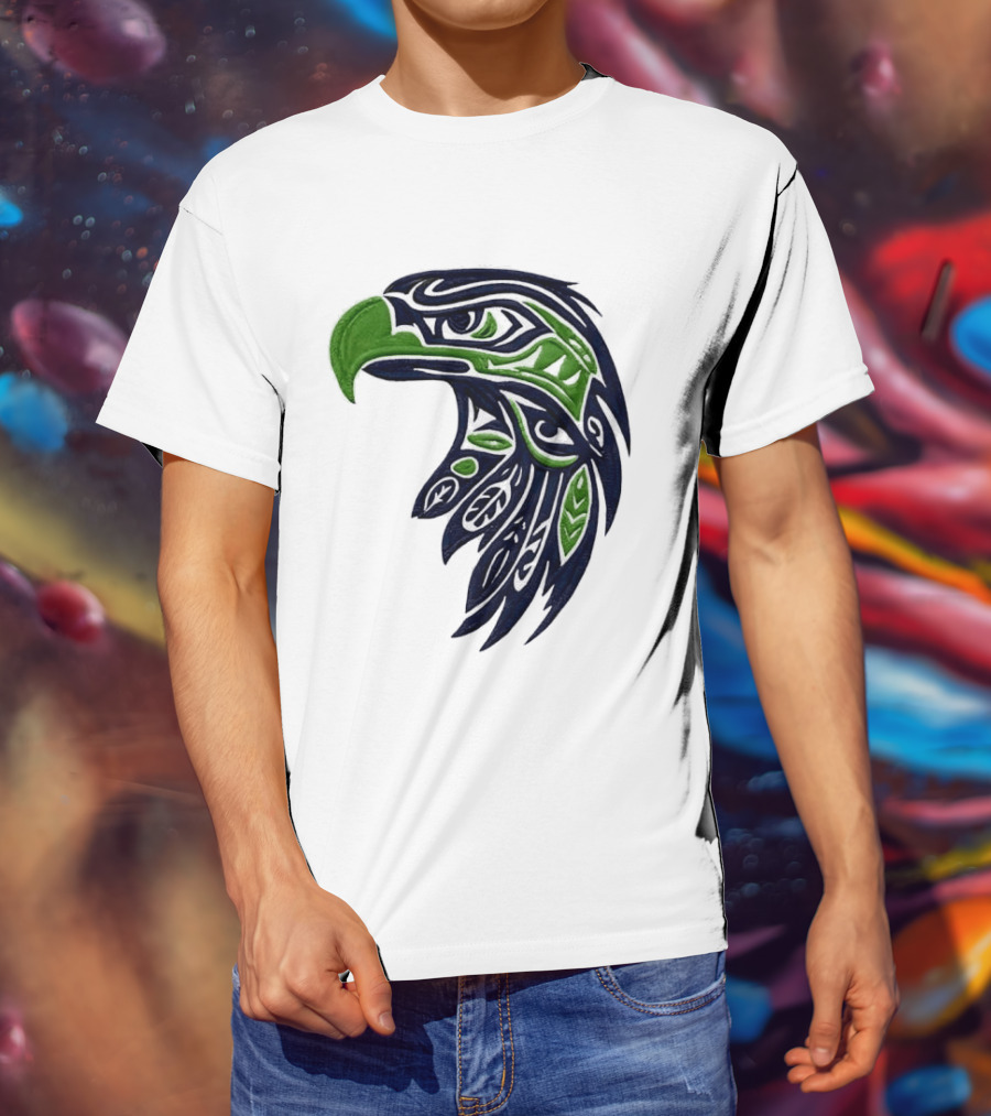 Seattle Seahawks Native American Tribal Art Eagle Head T-Shirt