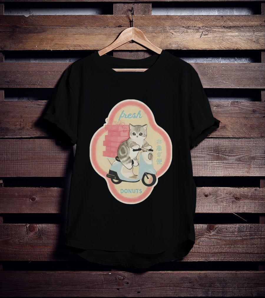 Fresh Cat Mofusand Donuts Delivery Scooter Japan T-Shirt