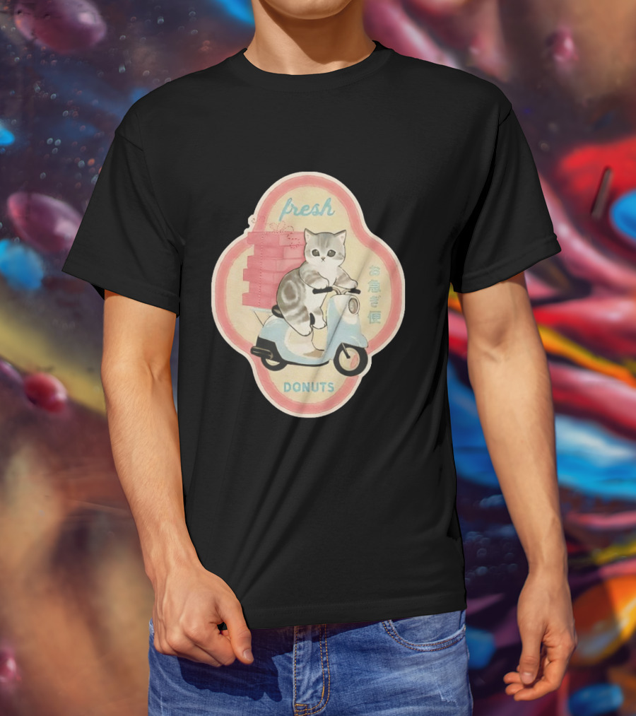 Fresh Cat Mofusand Donuts Delivery Scooter Japan T-Shirt