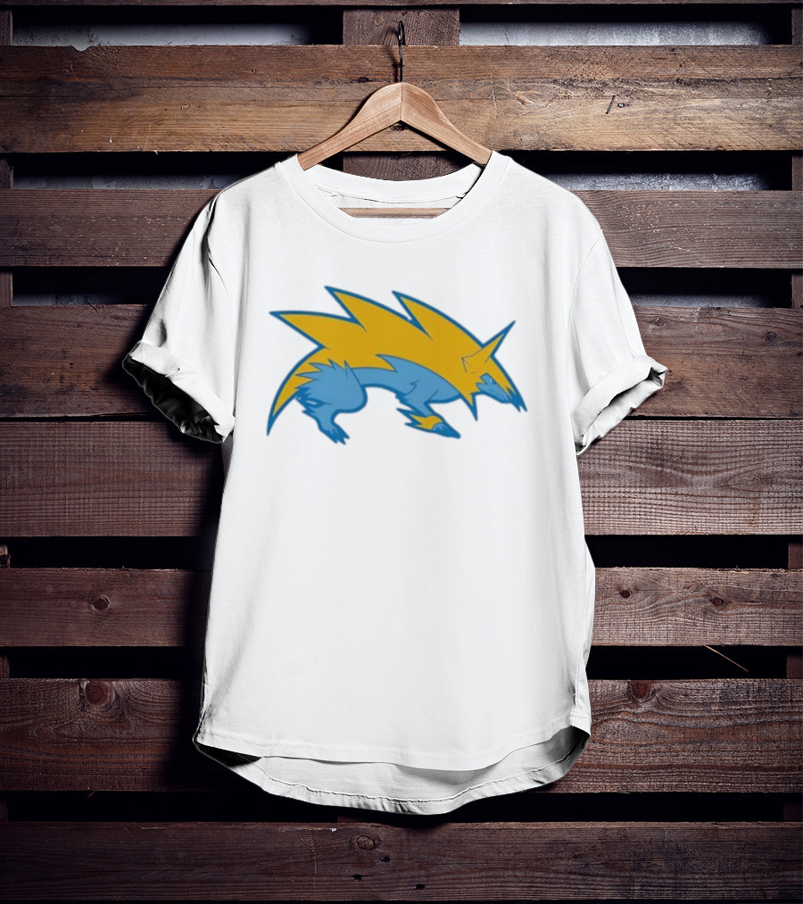 Blue Yellow Electric Wolf Lightning Creature T-Shirt