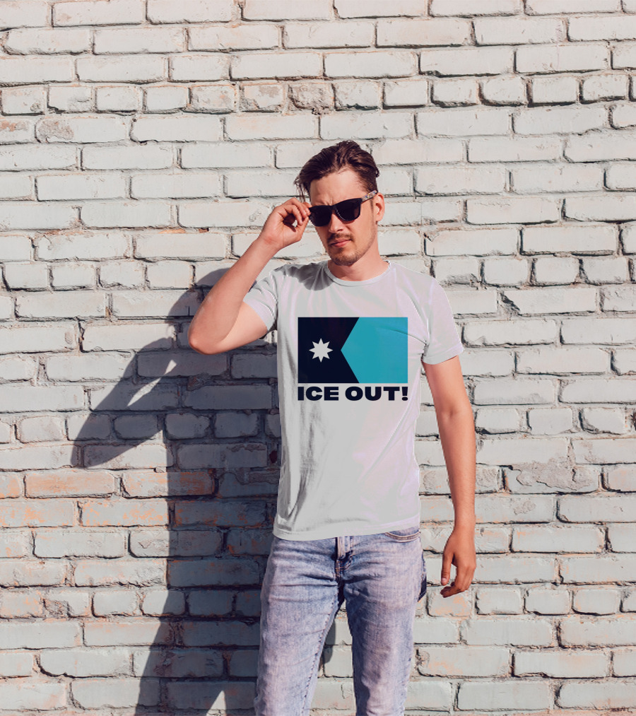 Ice Out Minnesota Star Flag T-Shirt