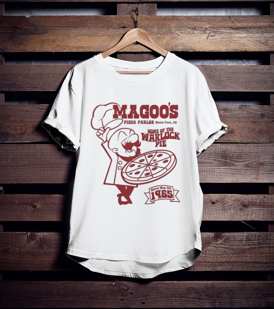 Magoo's Pizza Parlor Throwback 1985 Warsaw Indiana Chef Holding Pizza T-Shirt