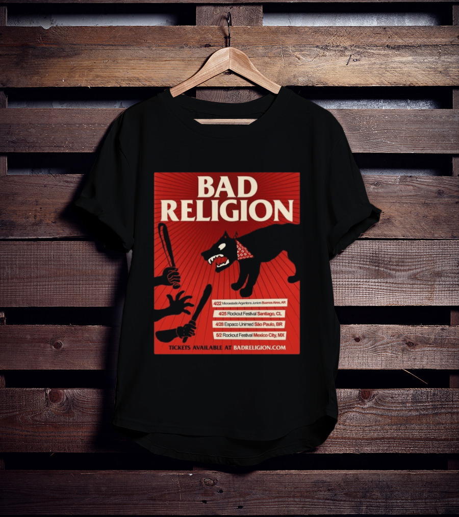 Bad Religion Tour 2026 Latin America Dates Buenos Aires Santiago São Paulo Mexico City T-Shirt