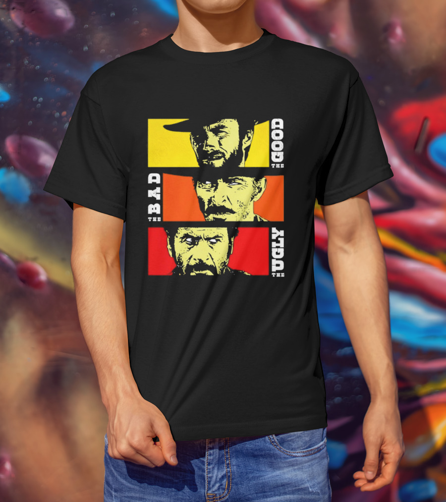 The Good The Bad The Ugly Cat Vertical Pop T-Shirt