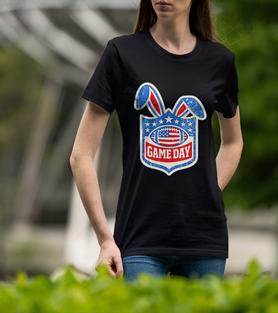 Easter Football Game Day American Bad Bunny Stars Stripes T-Shirt