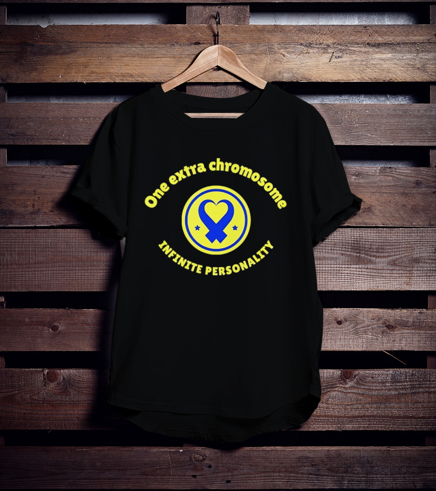 One Extra Chromosome Infinite Personality Heart Ribbon T-Shirt