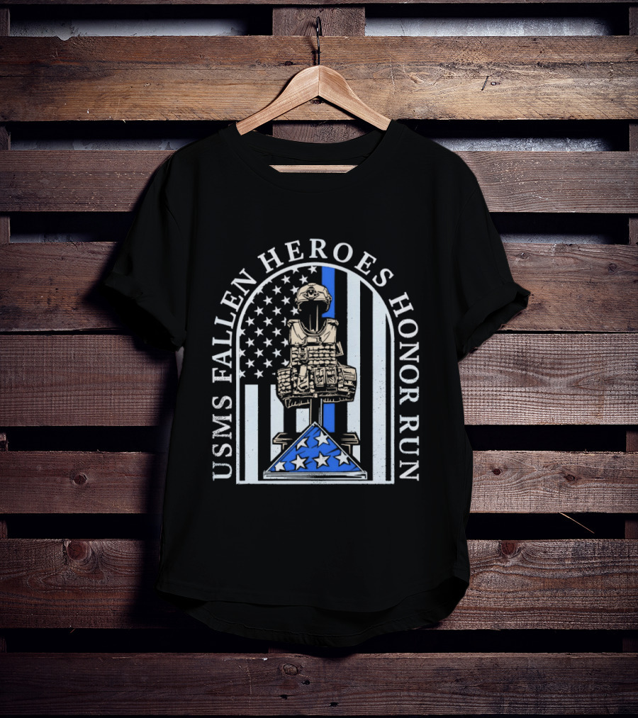 USMS Fallen Heroes Honor Run Stars And Stripes Tribute Memorial T-Shirt