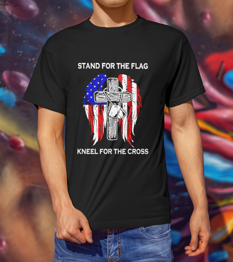 Stand For The Flag Kneel For The Cross USA Wings T-Shirt