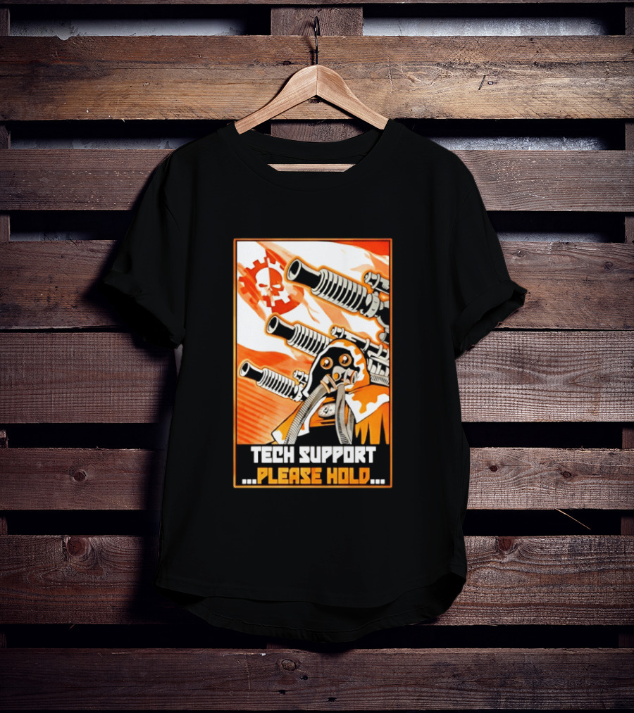 Tech Support Please Hold Skull And Crossbones With Retro Helmets And Cannons T-Shirt