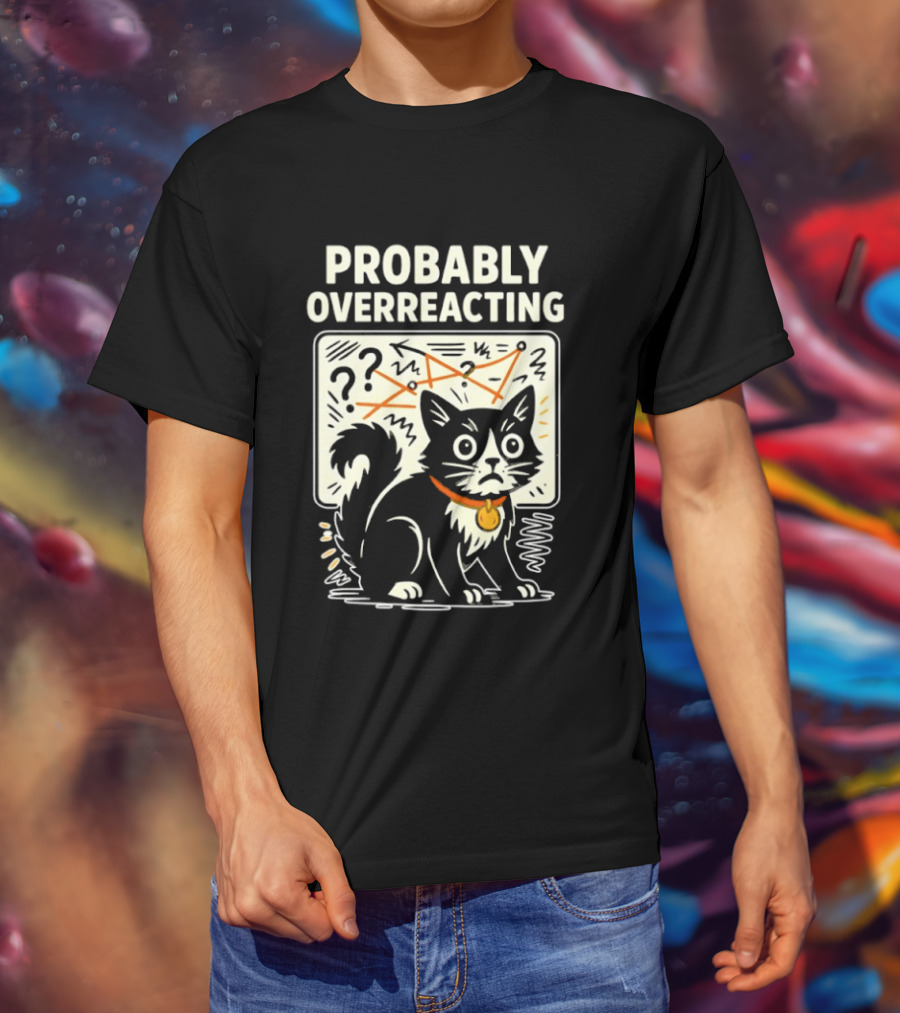 Tuxedo Cat Probably Overreacting Funny Chart Analysis T-Shirt