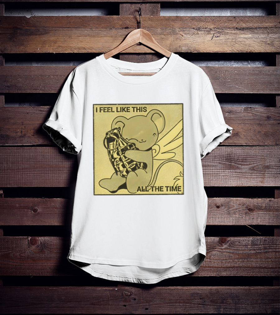 I Feel Like This All The Time Cute Winged Bear Hugging Grenade T-Shirt