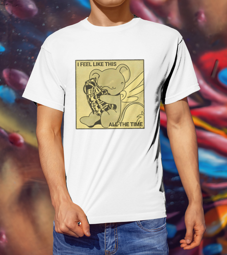 I Feel Like This All The Time Cute Winged Bear Hugging Grenade T-Shirt