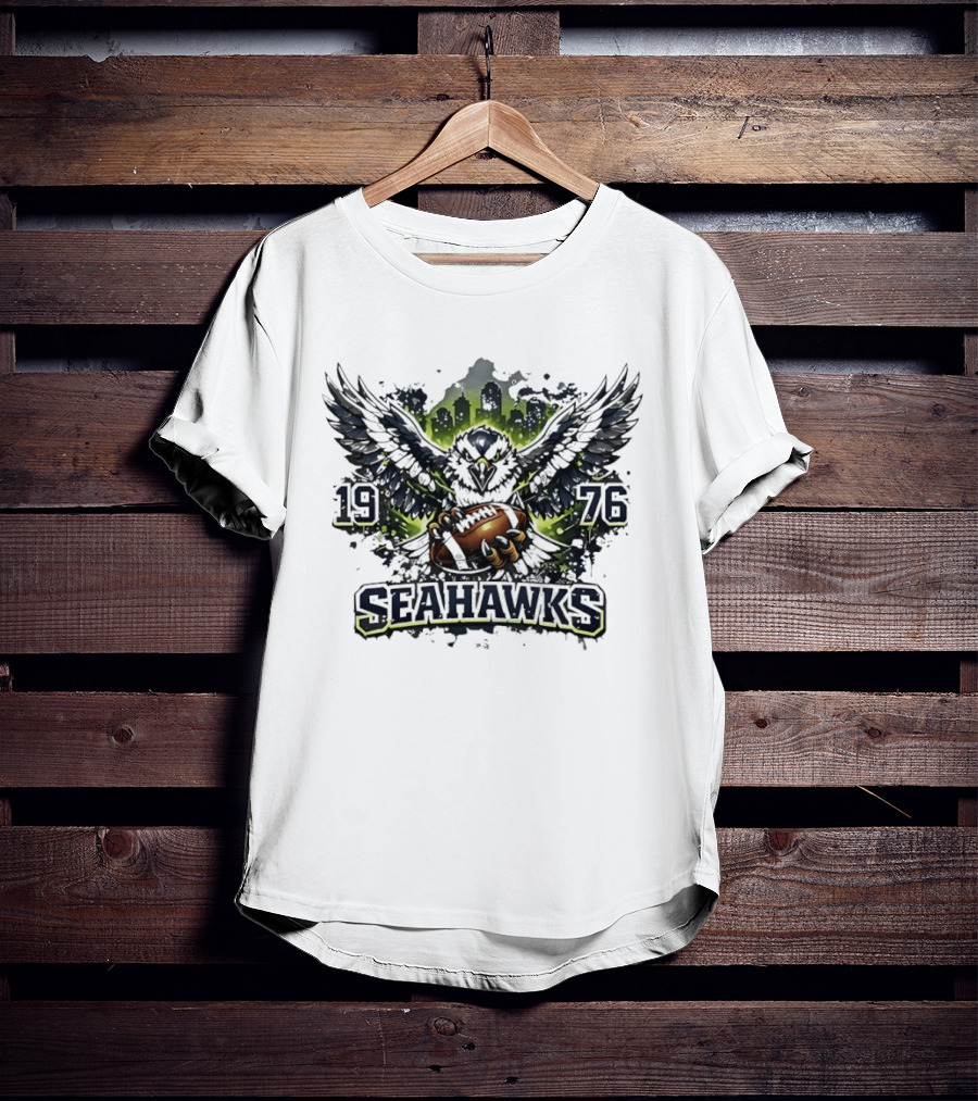 Seattle Seahawks 1976 Eagle Football Skyline T-Shirt