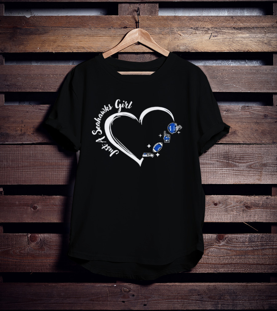 Seahawks Girl Heart Football Just A Seattle Fan T-Shirt