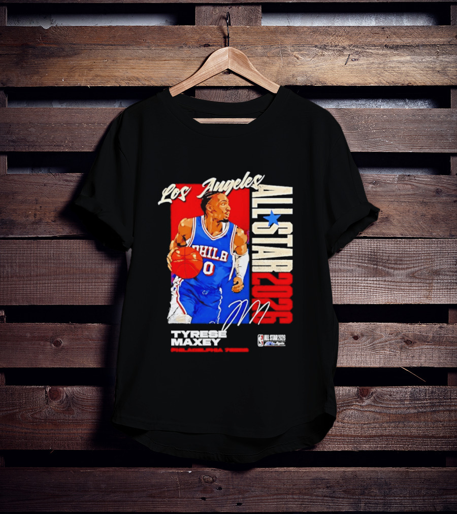 Los Angeles All Star 2026 Tyrese Maxey Philadelphia 76ers NBA Player T-Shirt