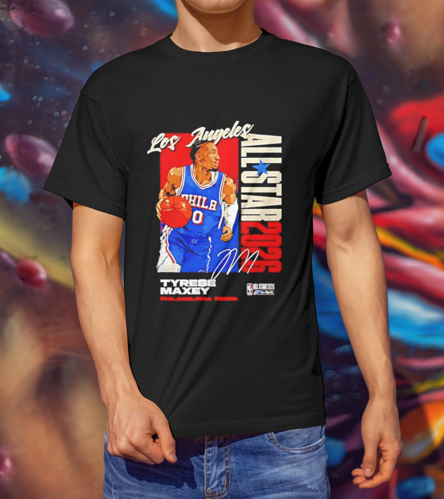 Los Angeles All Star 2026 Tyrese Maxey Philadelphia 76ers NBA Player T-Shirt