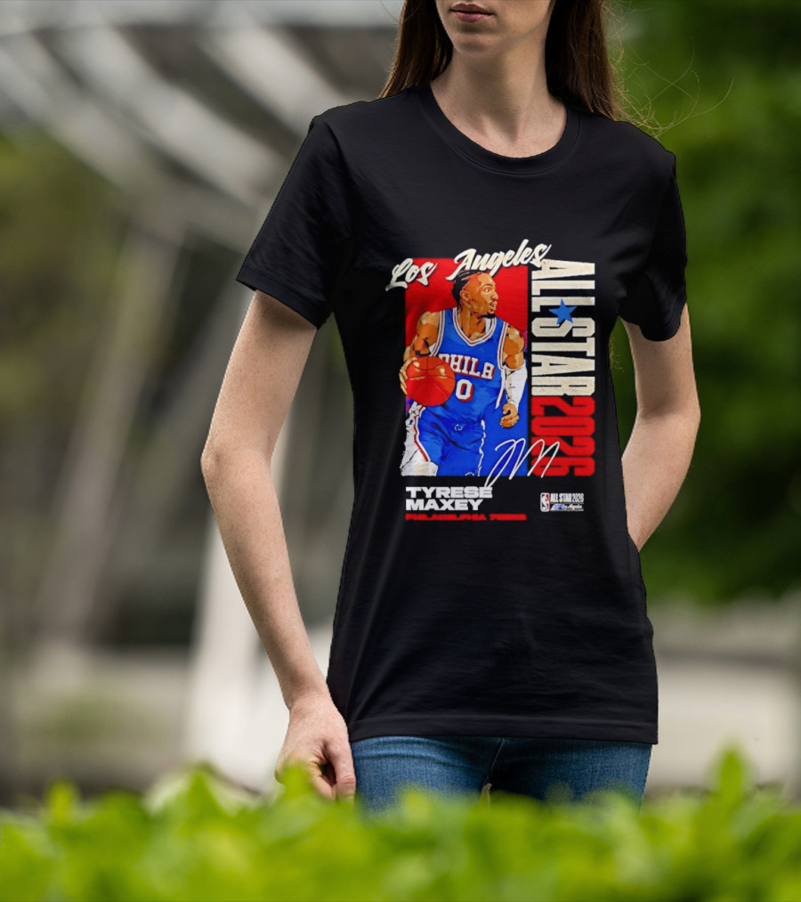 Los Angeles All Star 2026 Tyrese Maxey Philadelphia 76ers NBA Player T-Shirt