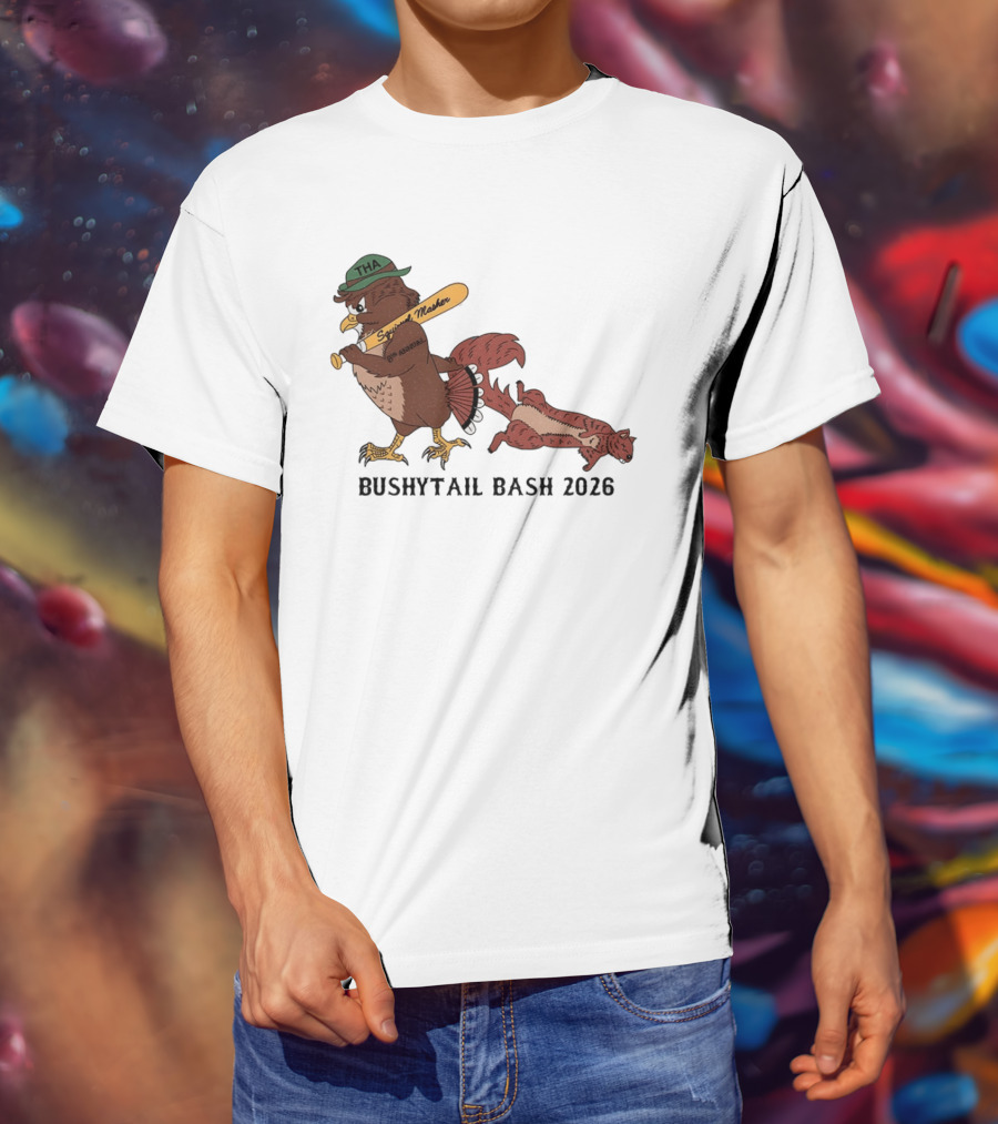 Bushytail Bash 2026 THA Squirrel Masher Owl Baseball T-Shirt