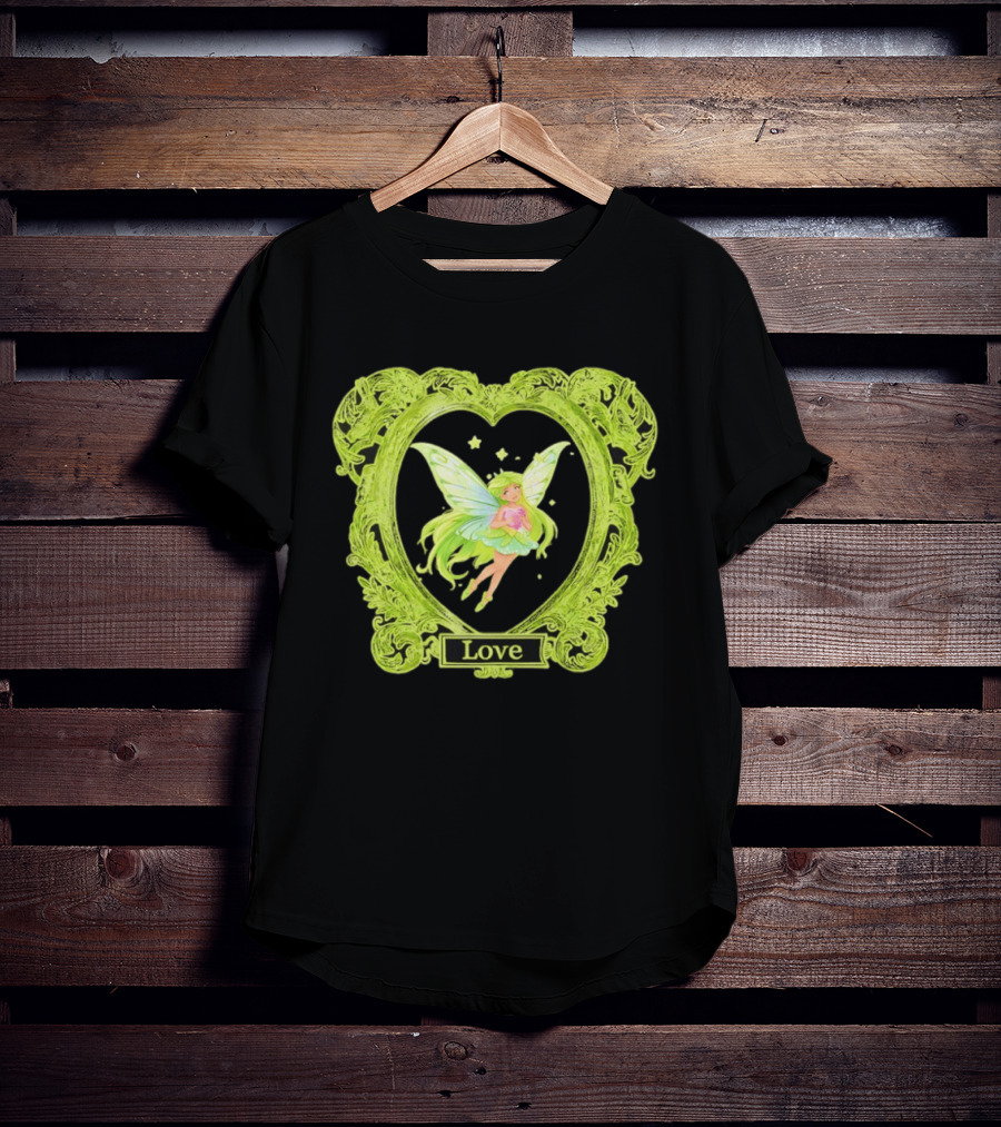 Love Angel Fairy In Ornate Heart Frame T-Shirt