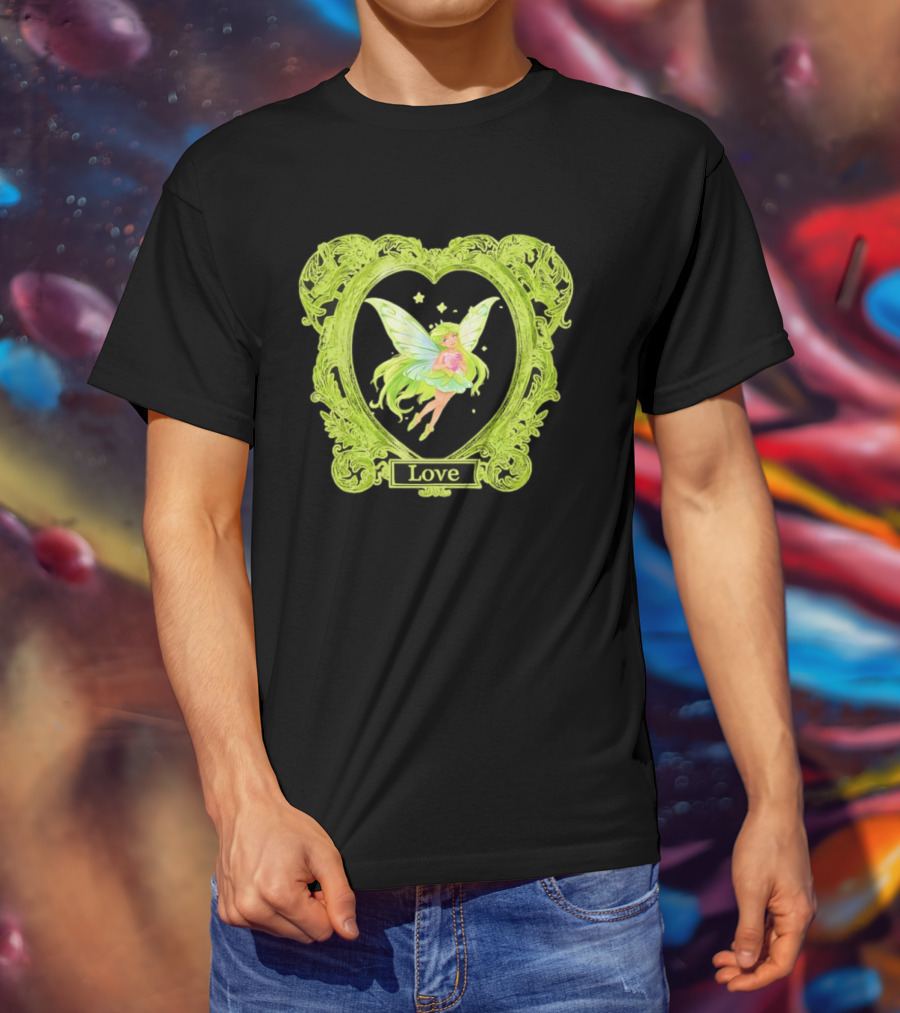 Love Angel Fairy In Ornate Heart Frame T-Shirt