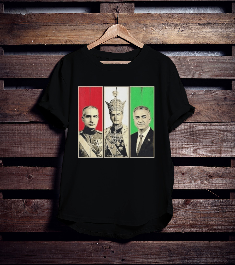 Pahlavi Dynasty Generations Reza Shah Mohammad Reza Iran Flag T-Shirt