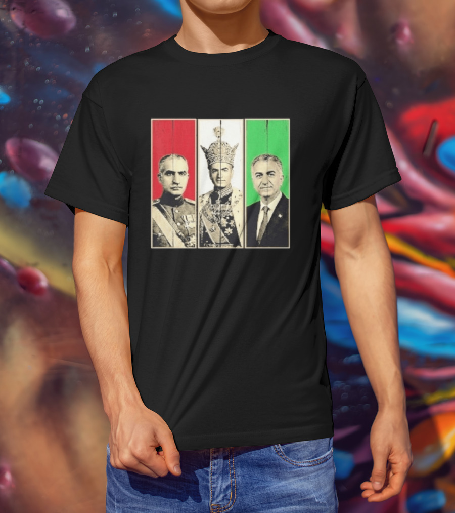 Pahlavi Dynasty Generations Reza Shah Mohammad Reza Iran Flag T-Shirt