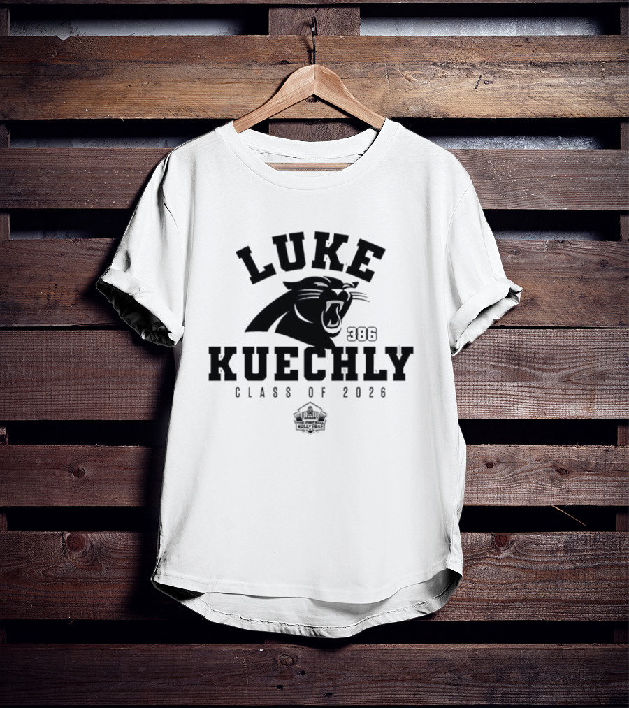 Luke Kuechly Carolina Panthers 386 Class Of 2026 Pro Football Hall Of Fame T-Shirt