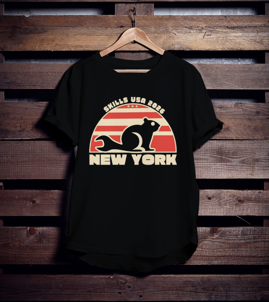 Skills USA 2026 New York Patriotic Beaver Flag T-Shirt