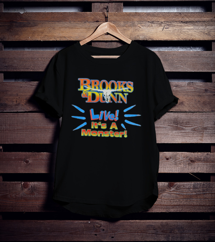 Brooks And Dunn Live It's A Monster Tour Graphic With Skull T-Shirt