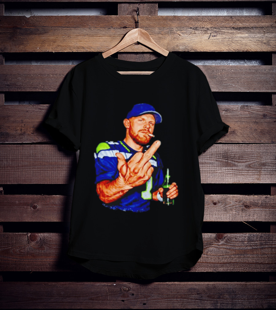 Ernest Jones Seahawks Sam Darnold Middle Finger Beer Cigarette T-Shirt