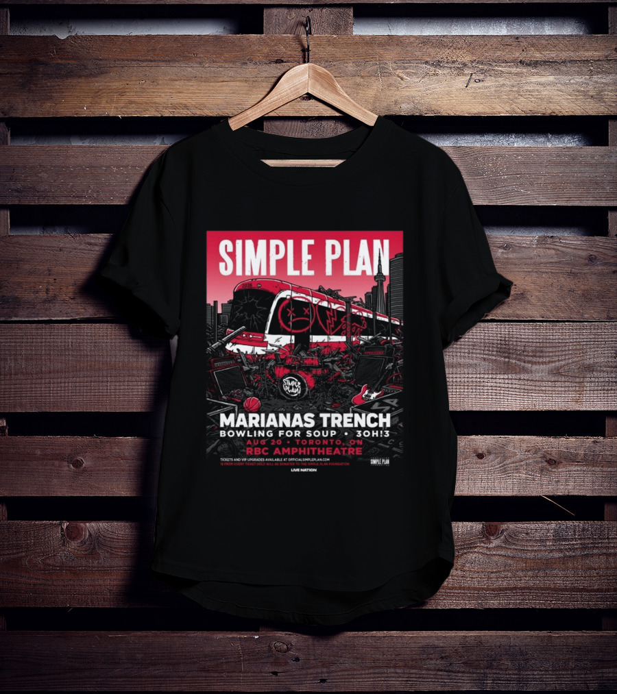 Simple Plan Marianas Trench Bowling For Soup 3OH!3 2026 Toronto RBC Amphitheatre August 20 T-Shirt