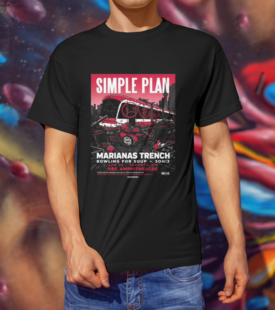 Simple Plan Marianas Trench Bowling For Soup 3OH!3 2026 Toronto RBC Amphitheatre August 20 T-Shirt