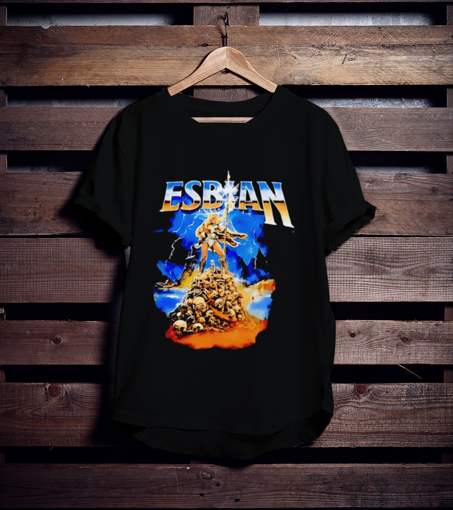 Lesbian Fantasy Lightning Warrior Epic Skull Mountain T-Shirt