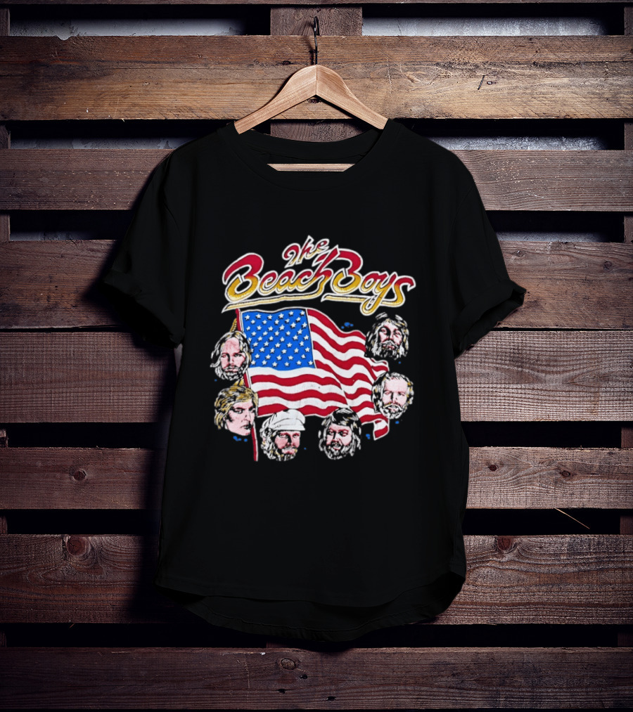 The Beach Boys USA Flag Vintage Style With Band Member Portraits T-Shirt