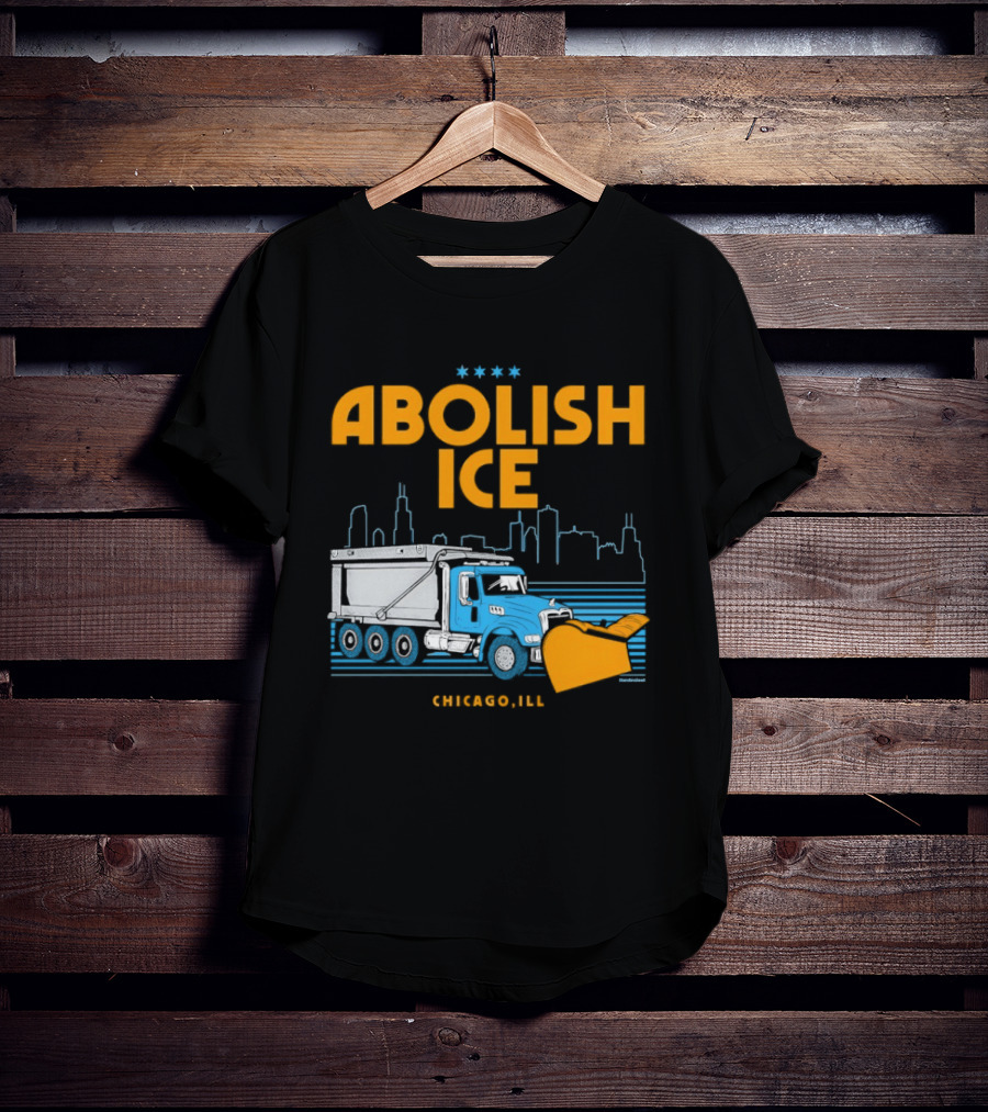 Abolish Ice Chicago ILL Snowplow Benefit Truck Skyline T-Shirt