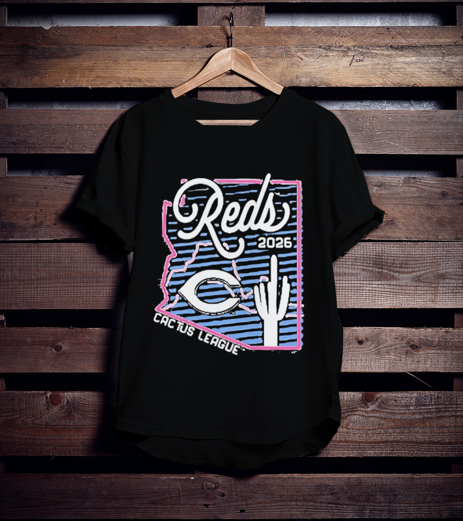 Cincinnati Reds 2026 Cactus League Spring Training Arizona Outline Saguaro Cactus T-Shirt